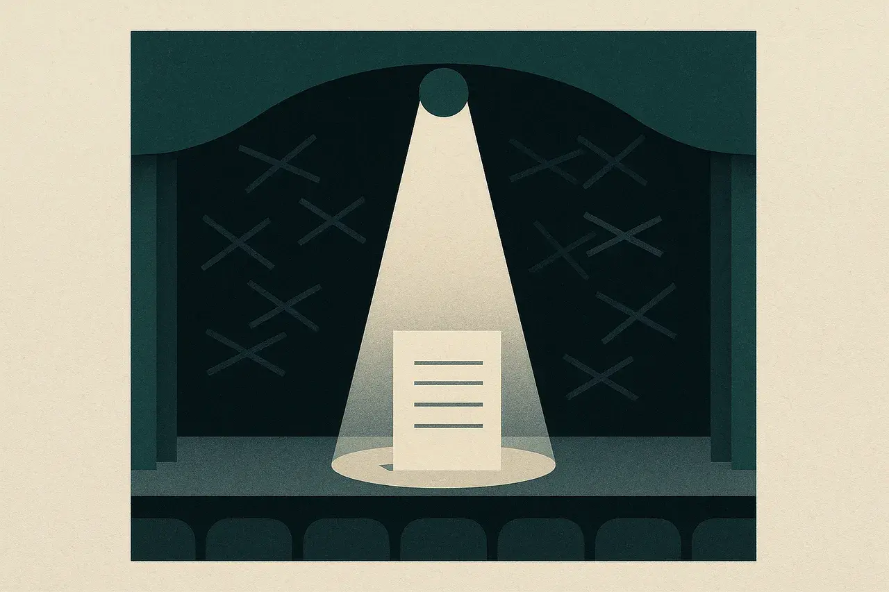 Editorial illustration for The Dramaturg's Red Pen: What Theatre Can Teach In-House Teams About Contract Drafting