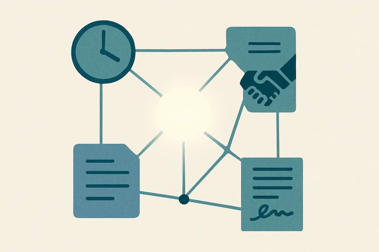 Editorial illustration for AI Time Recording Meets Contract Lifecycle Management: What the Thomson Reuters and Laurel Partnership Means for Legal Teams